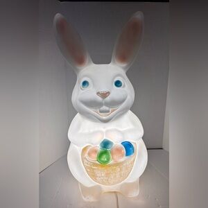 Illuminated White Easter Bunny with Basket Decor